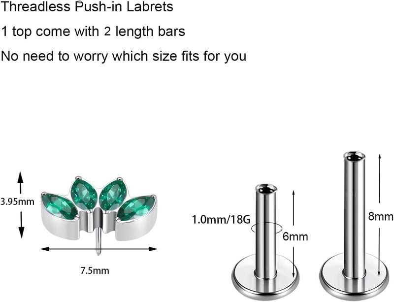 TOMIDES G23 Titanium Flat Back Earrings Studs 18g 16g F136 Implant Grade Titanium Labrets Press Fit Threadless Push In Dainty Cartilage Helix Conch Lobe Lip Tragus Piercing Jewelry - Image 2
